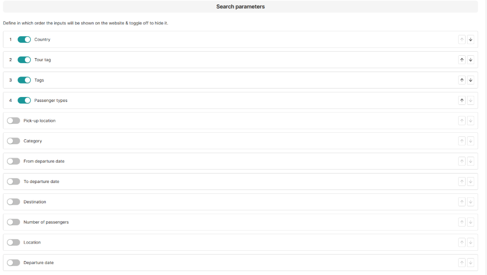 Search Parameters Configuration