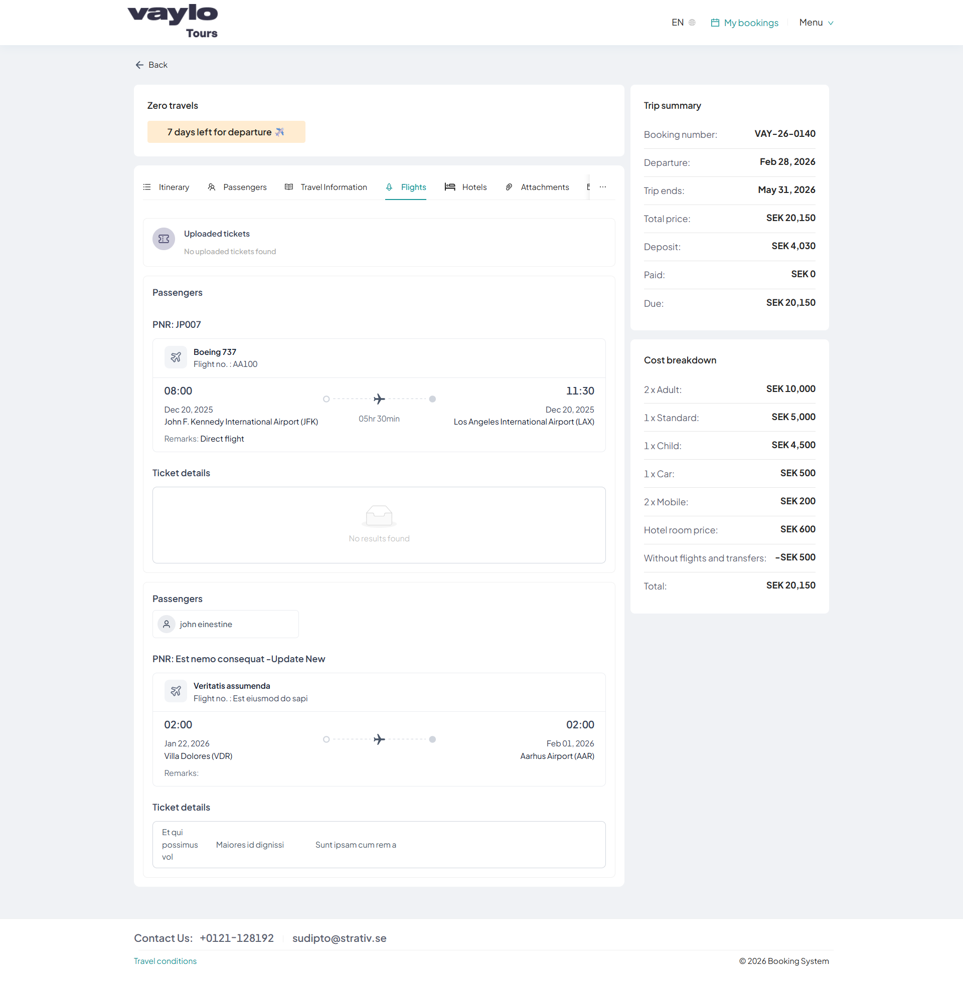 Flight Tab with Tickets