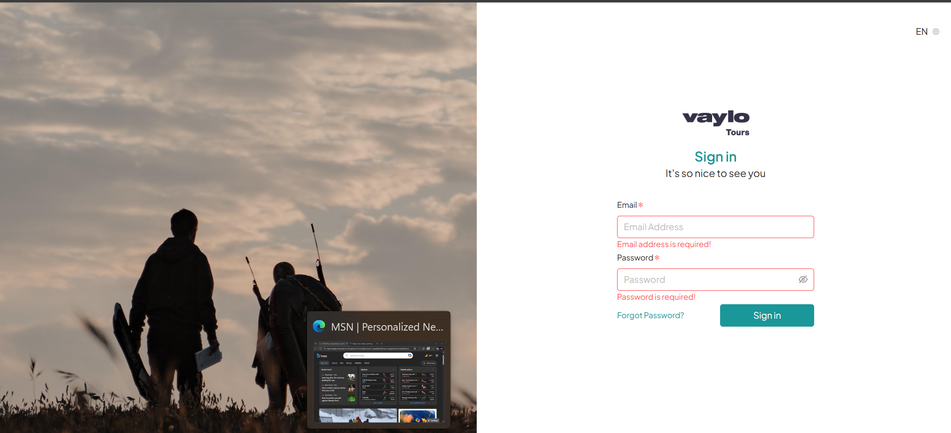 Customer Portal Login Page