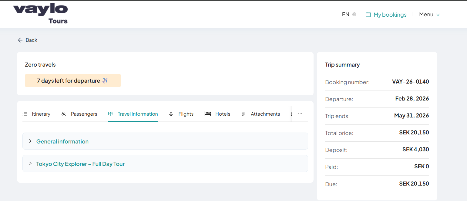 Travel Information Tab