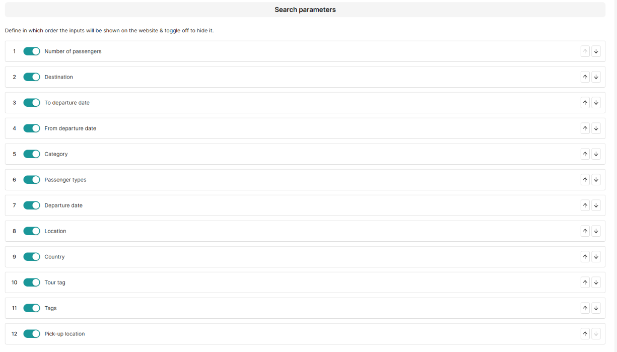 Search Parameters Configuration