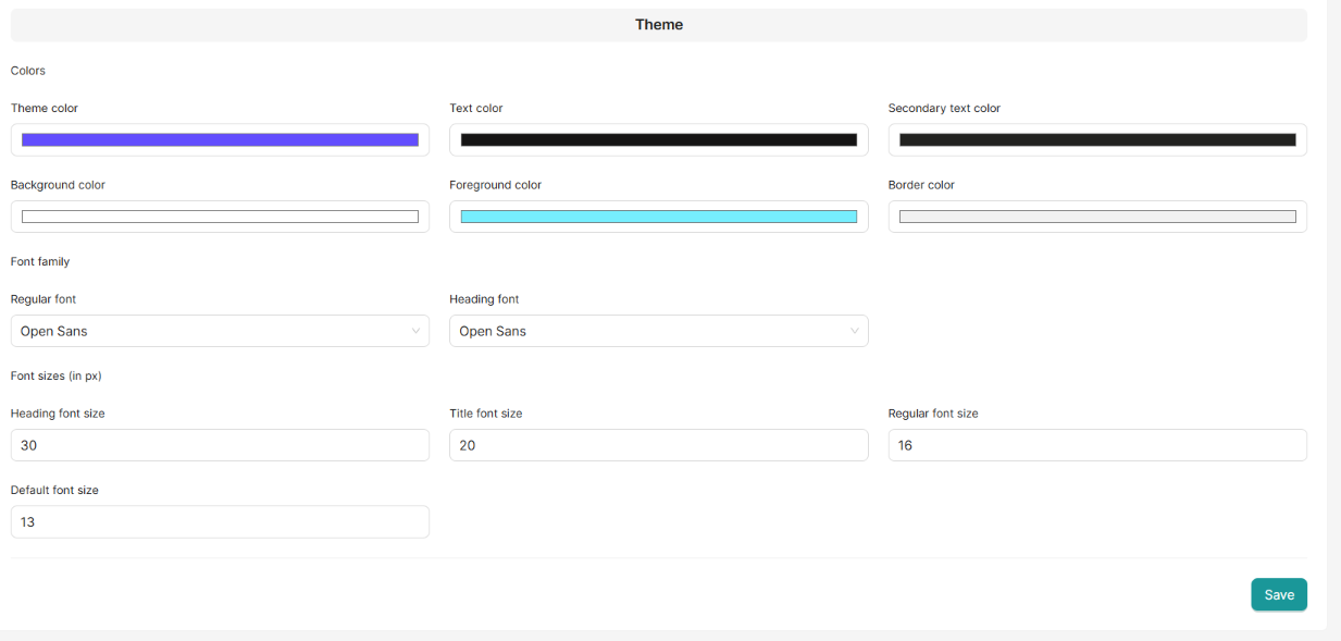 Theme Configuration Section